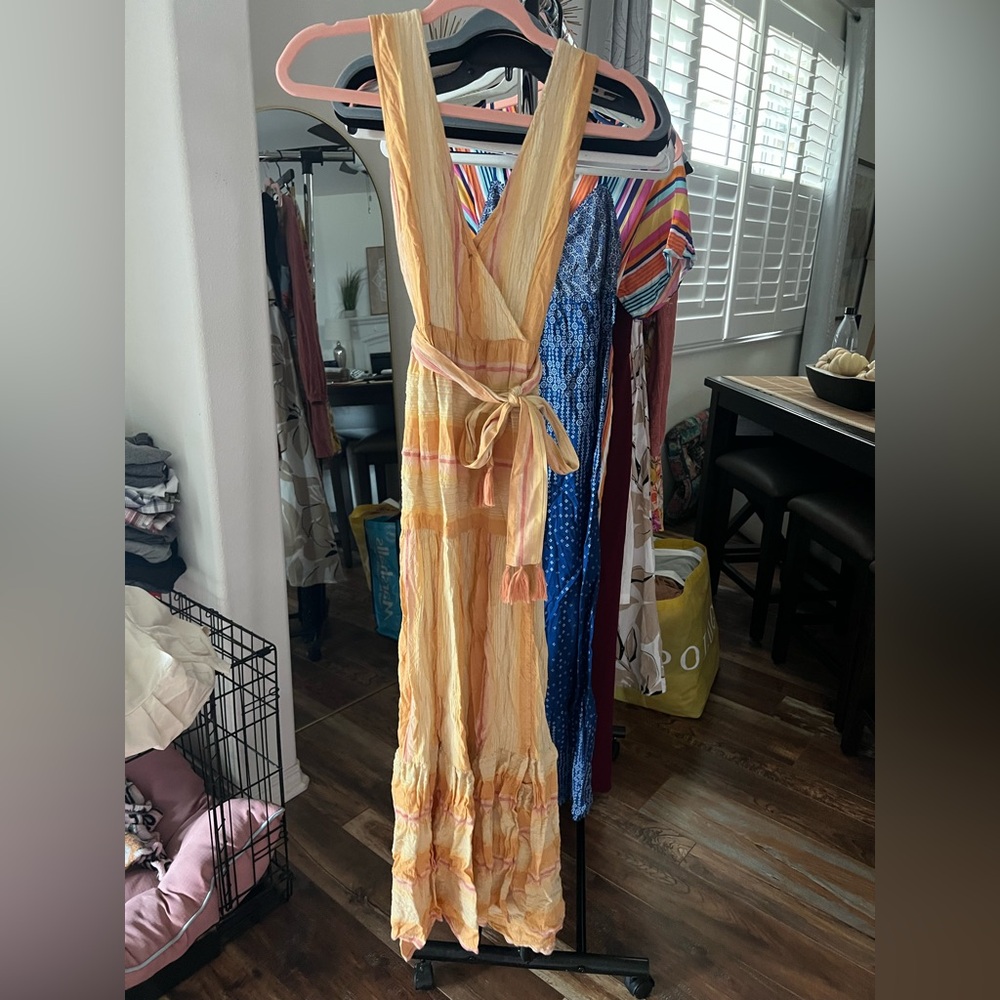 L*Space Yellow and Pink Backless Maxi Dress